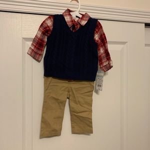 3-piece infant boy plaid sweater outfit set.